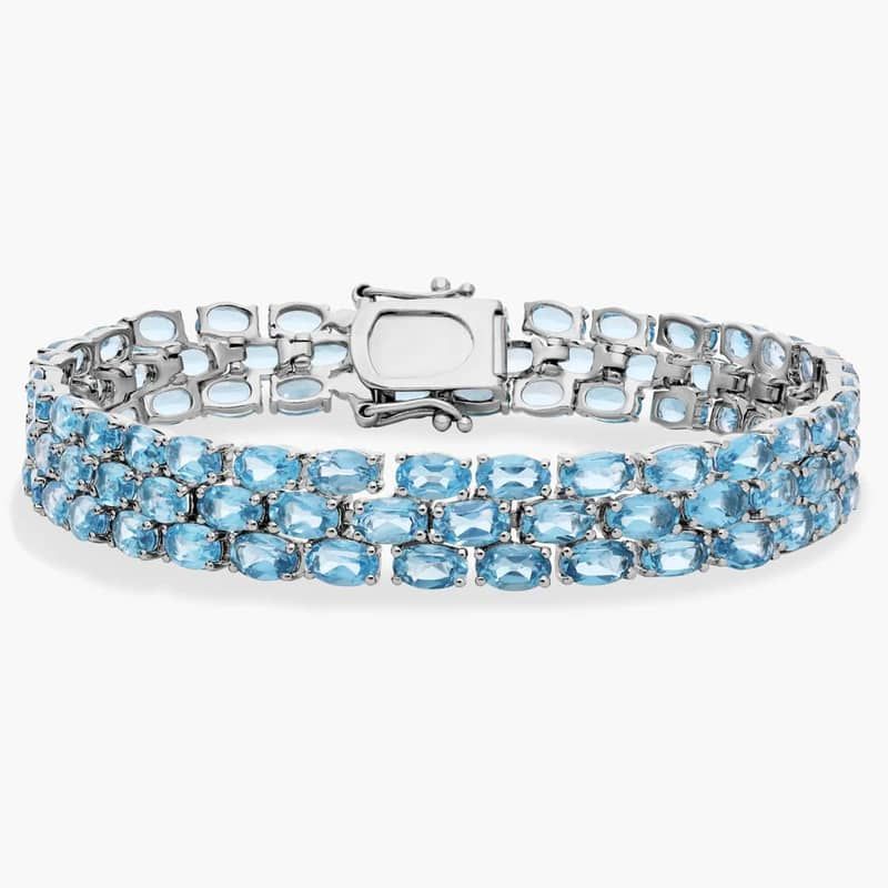 Trio Oval Blue Topaz Bracelet in Sterling Silver (5x3mm)