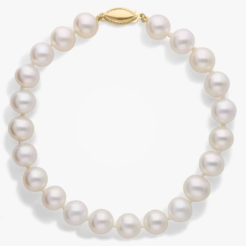8" Freshwater Cultured Pearl Bracelet in 14k Yellow Gold (8.0-8.5mm)