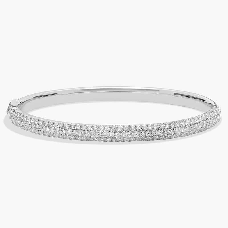 Lucille Diamond Rollover Bangle Bracelet in 18k White Gold (3.1 ct. tw.)