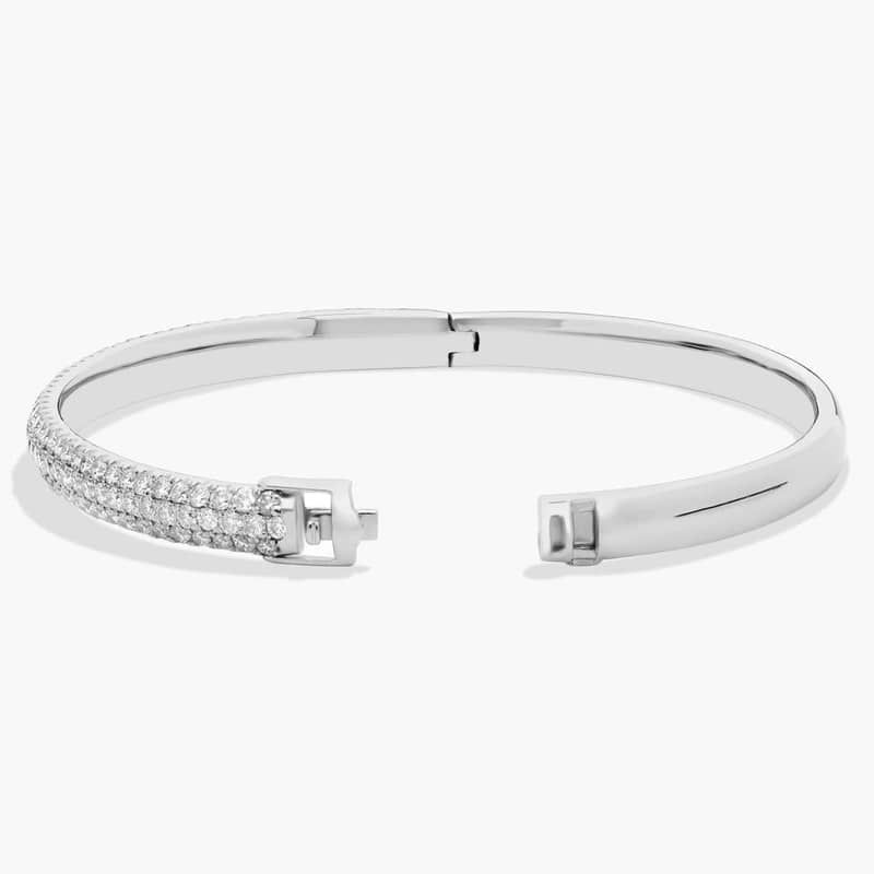 Lucille Diamond Rollover Bangle Bracelet in 18k White Gold (3.1 ct. tw.)