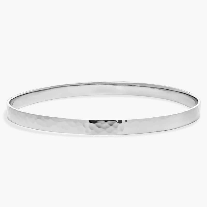 Hammered Bangle in Sterling Silver
