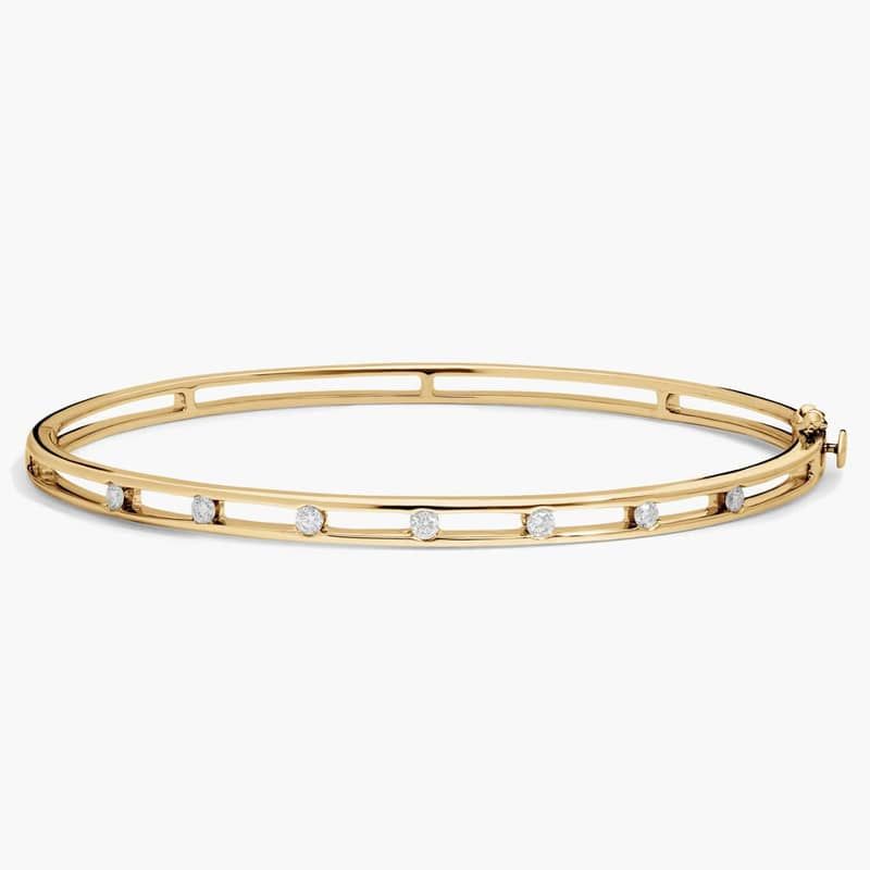 Diamond Station Bangle Bracelet in 14k Yellow Gold (1/4 ct. tw.)