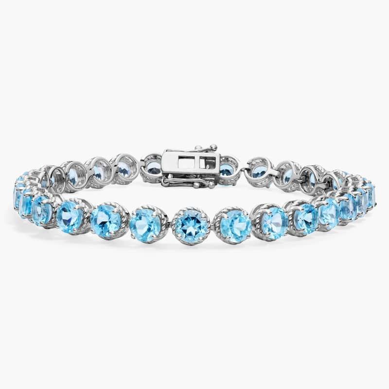 Swiss Blue Topaz Round Rope Bracelet in Sterling Silver (5mm)