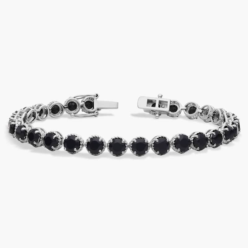 Black Onyx Round Rope Bracelet in Sterling Silver (5mm)