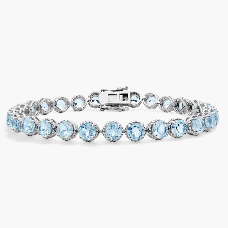 Sky Blue Topaz Round Rope Bracelet in Sterling Silver (5mm)