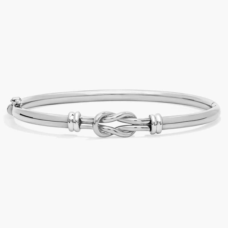 Love Knot Bangle in 14k Italian White and Yellow Gold