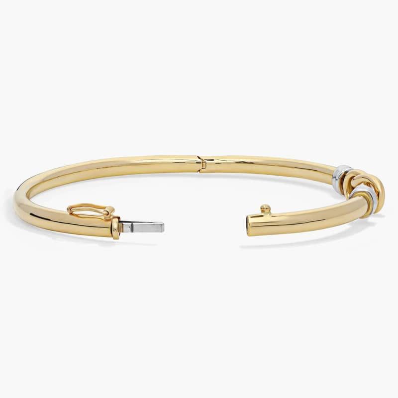 Love Knot Bangle in 14k Italian White and Yellow Gold