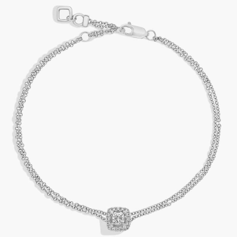 Cushion Cut Diamond Halo Bracelet in 14k White Gold (1/3 ct. tw.)