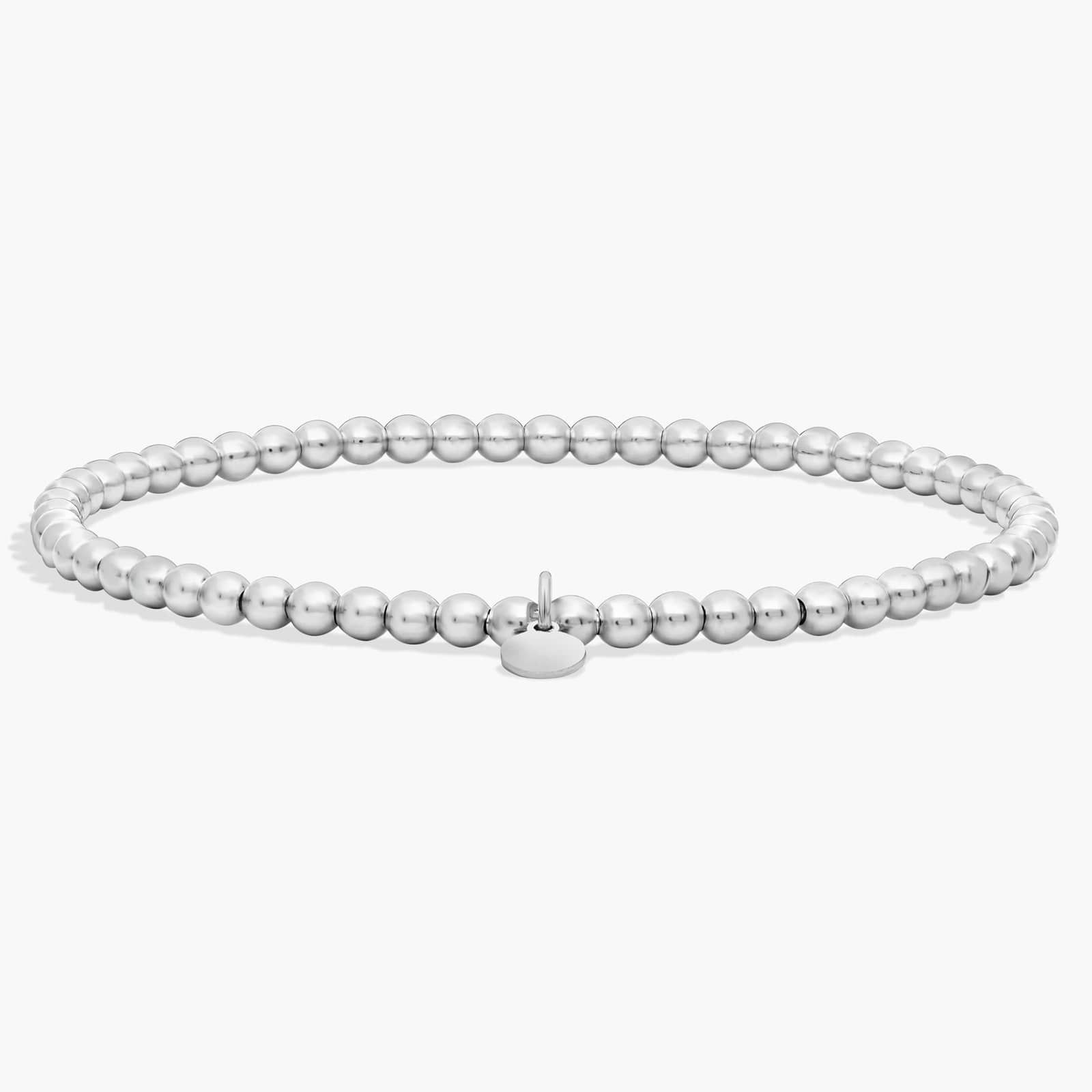 Solid 14k White Gold Ball discount Bead Bracelet