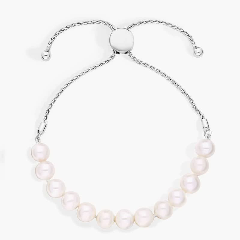 Freshwater Cultured Pearl Bolo Bracelet in Sterling Silver (6-7mm)