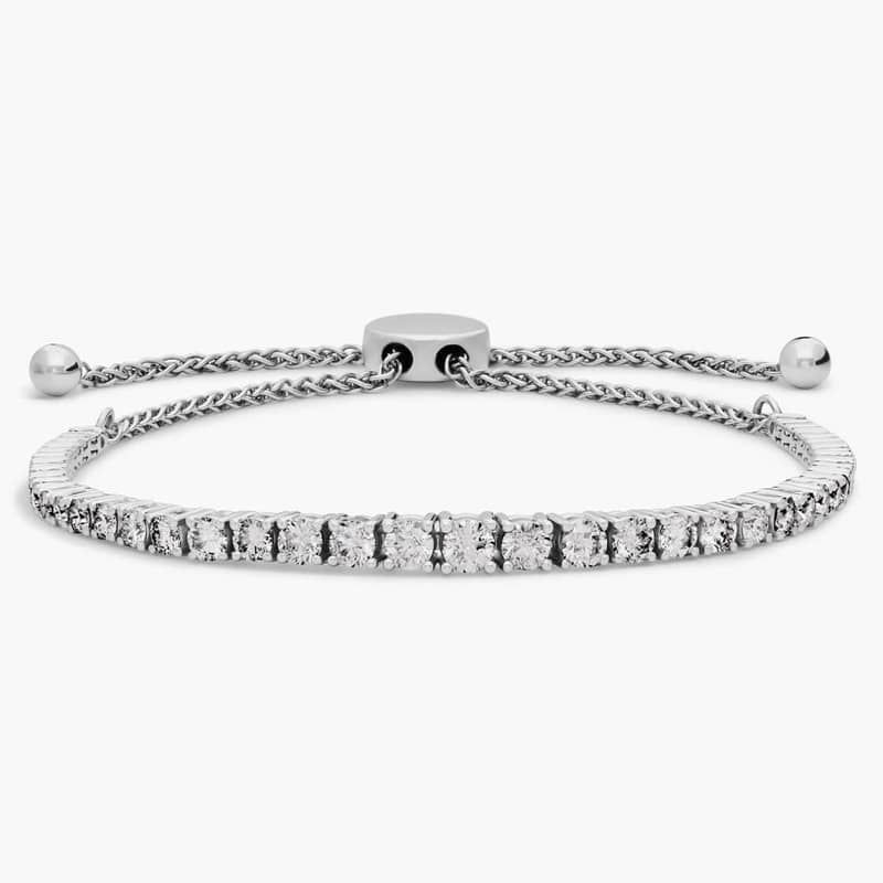 Graduating Diamond Bolo Bracelet in 14k White Gold (2 ct. tw.)