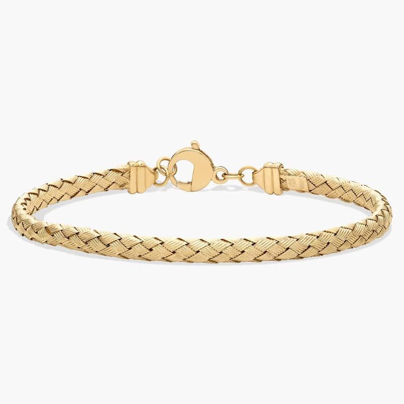7.25" Basket Weave Bangle in 14k Yellow Gold (5 mm)