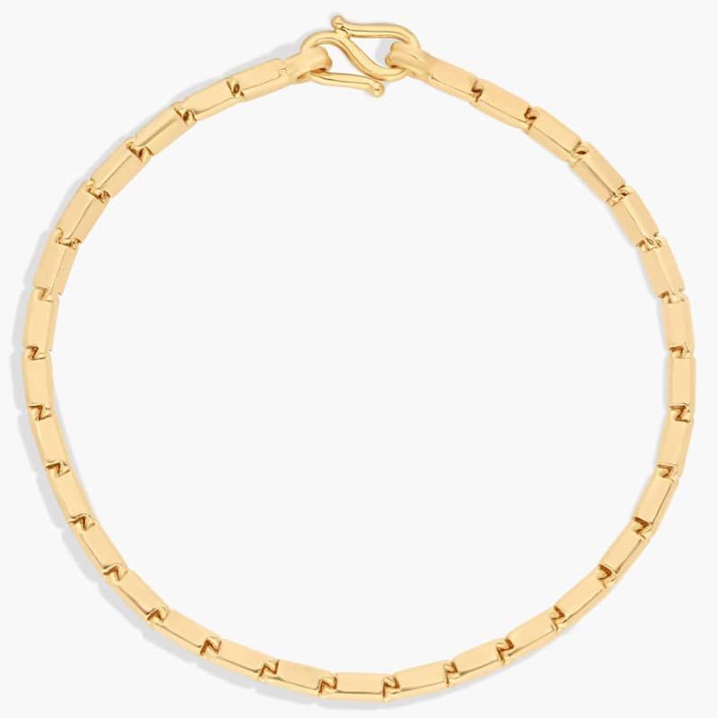 Handmade Square Chain Bracelet in Solid 24k Yellow Gold