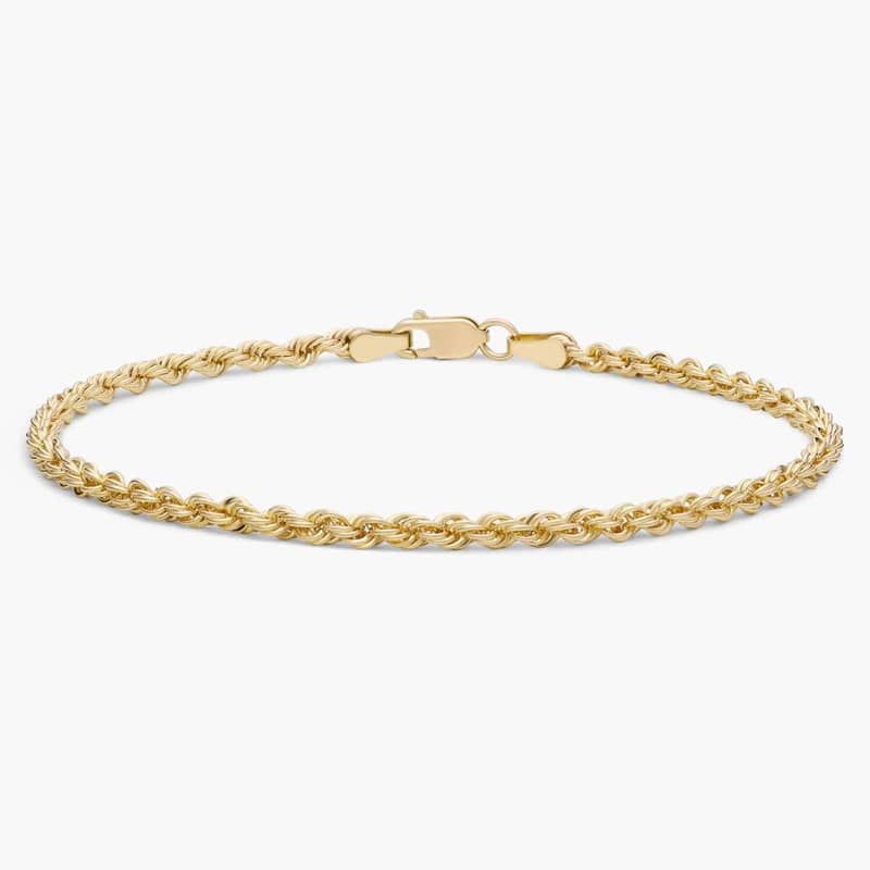 7" Rope Chain Bracelet in 14k Yellow Gold (2.5 mm)
