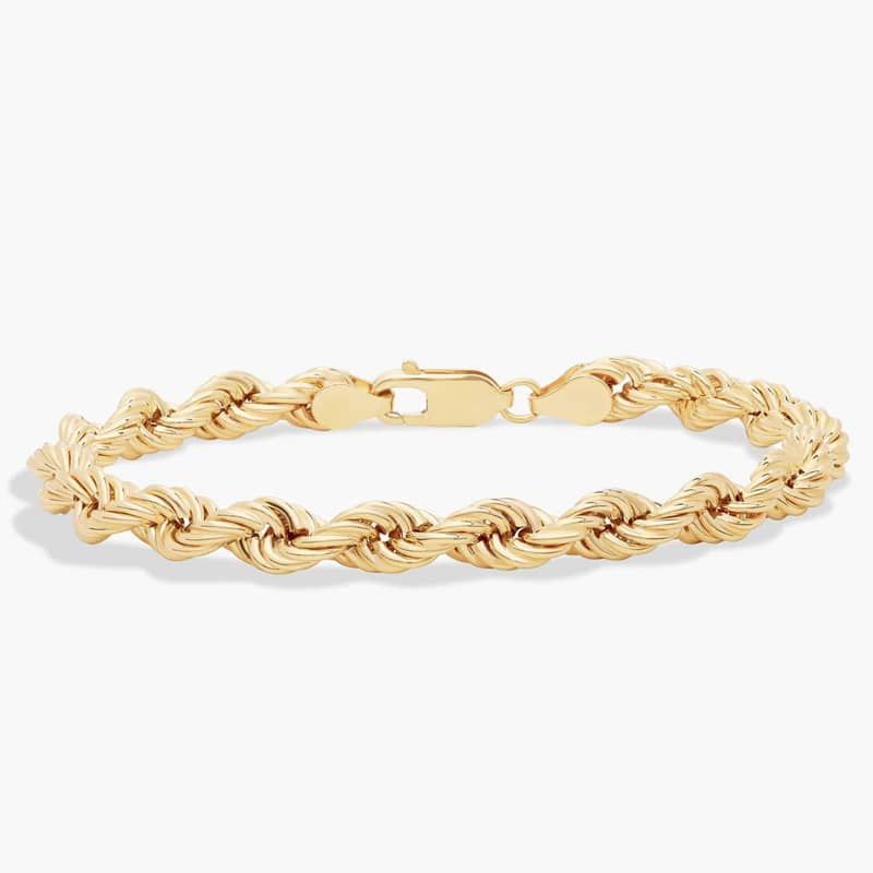 7.5" Rope Chain Bracelet in 14k Italian Yellow Gold (6 mm)