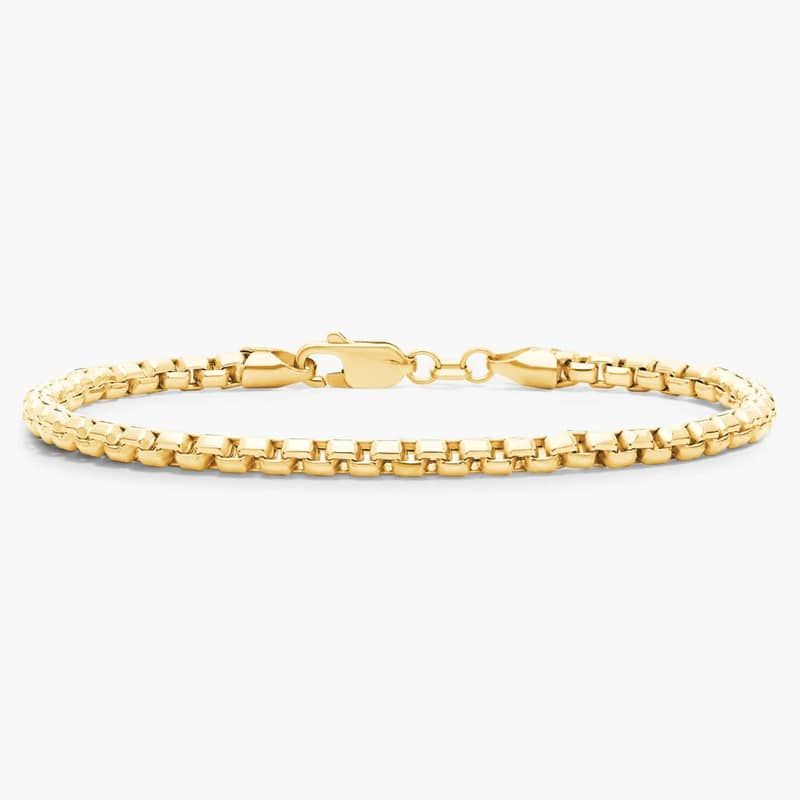 7" Semi-Solid Round Box Chain Bracelet in 14k Yellow Gold (3.6 mm)