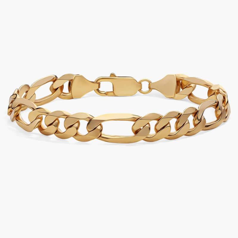 8" Flat Figaro Chain Bracelet in 14k Yellow Gold (8.75 mm)