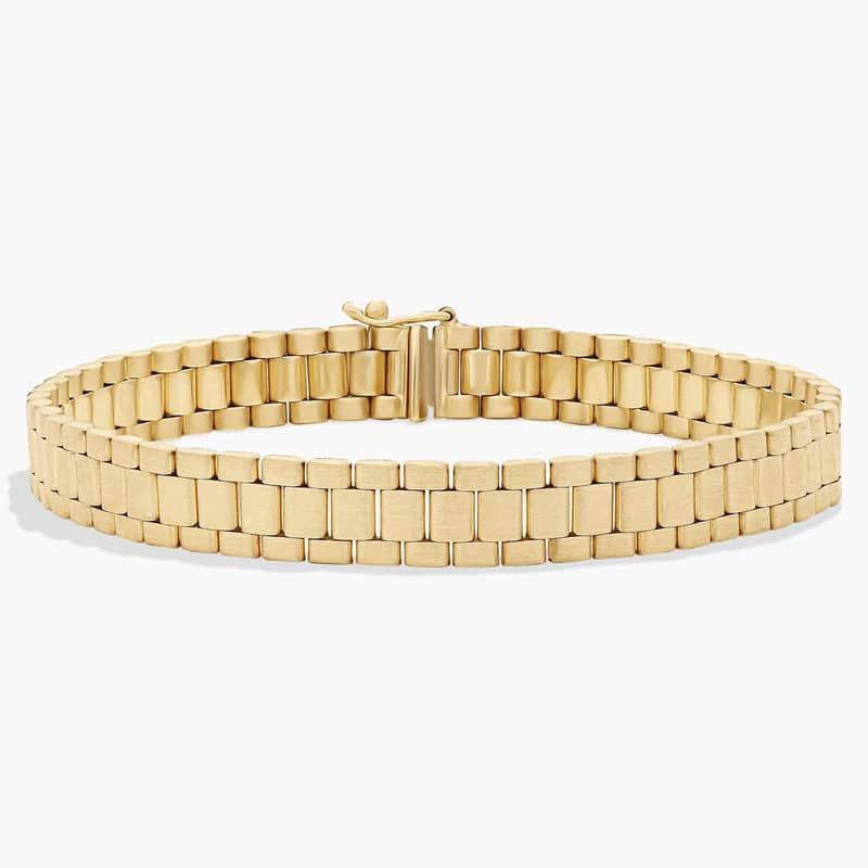 8.5" Brushed and Polished Link Bracelet in 14k Yellow Gold