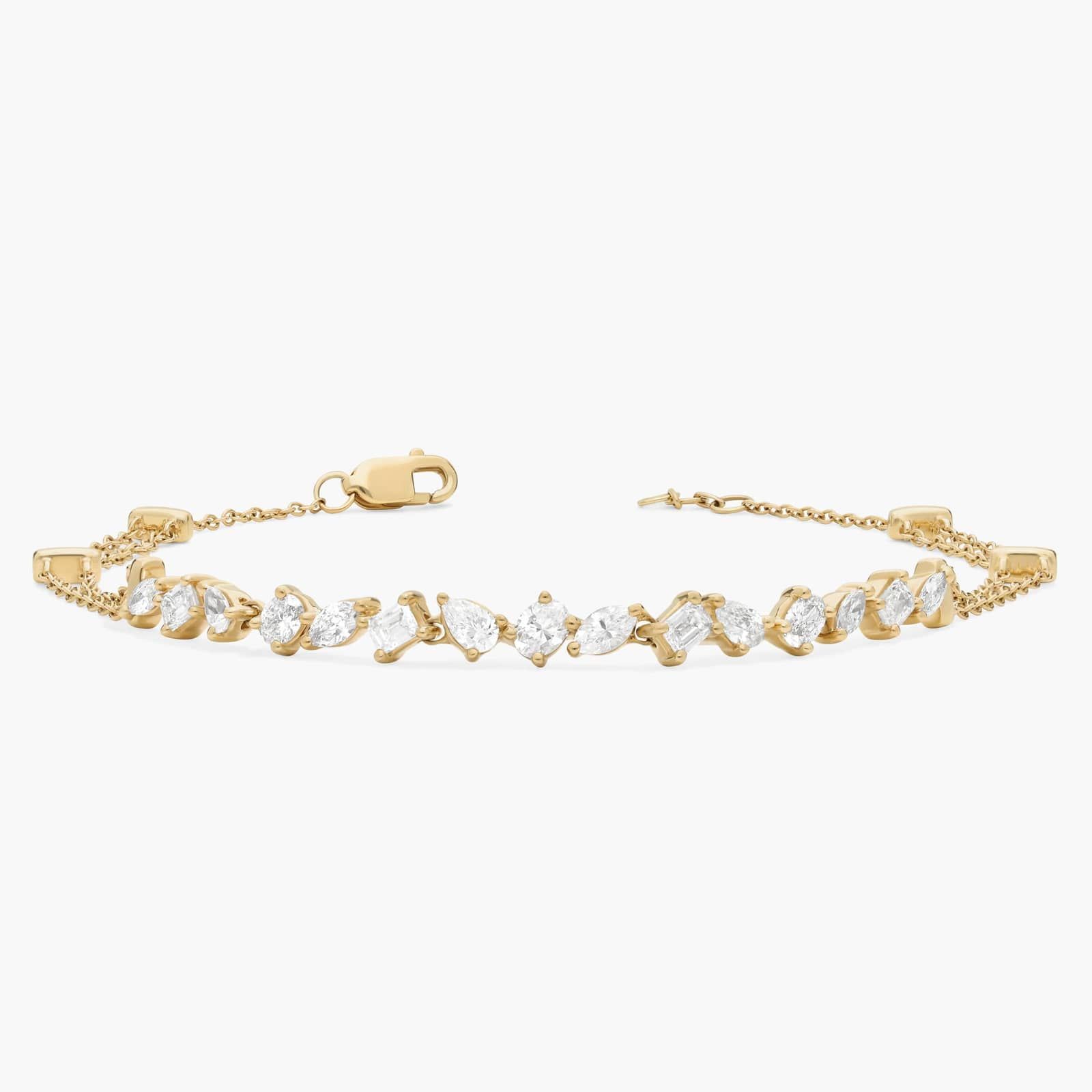 Alternating Shape Diamond Double Chain Bracelet in 14k Yellow Gold (1 1/4 ct. tw.)