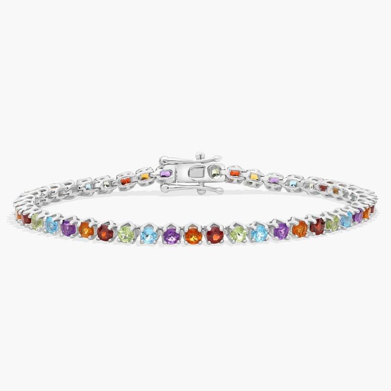 Multi Color Tennis Bracelet in Sterling Silver (3mm)