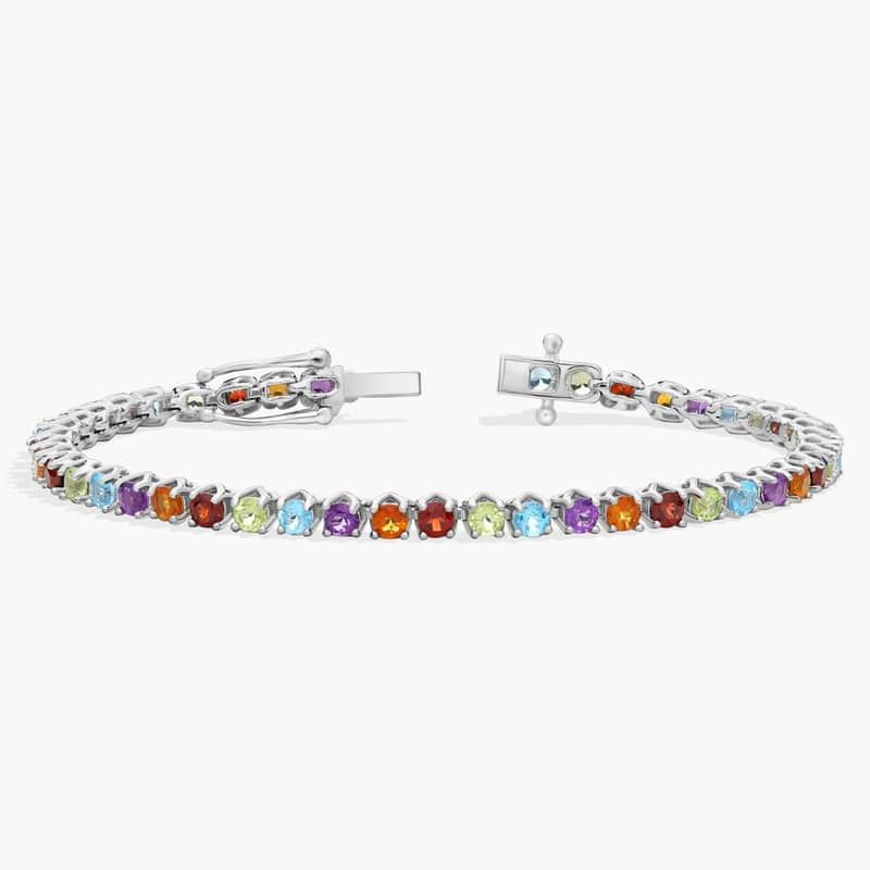 Multi Color Tennis Bracelet in Sterling Silver (3mm)