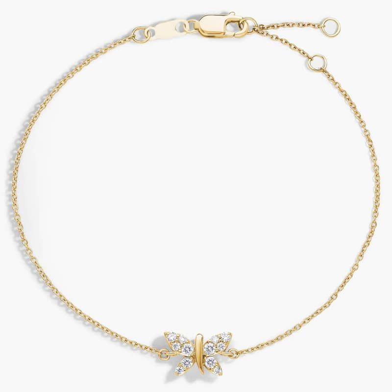 Diamond Butterfly Bracelet in 14k Yellow Gold (1/6 ct. tw.)