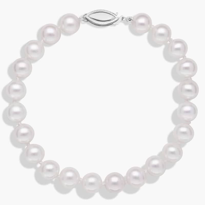 7" Freshwater Cultured Pearl Bracelet in 14k White Gold (7.0-7.5mm)
