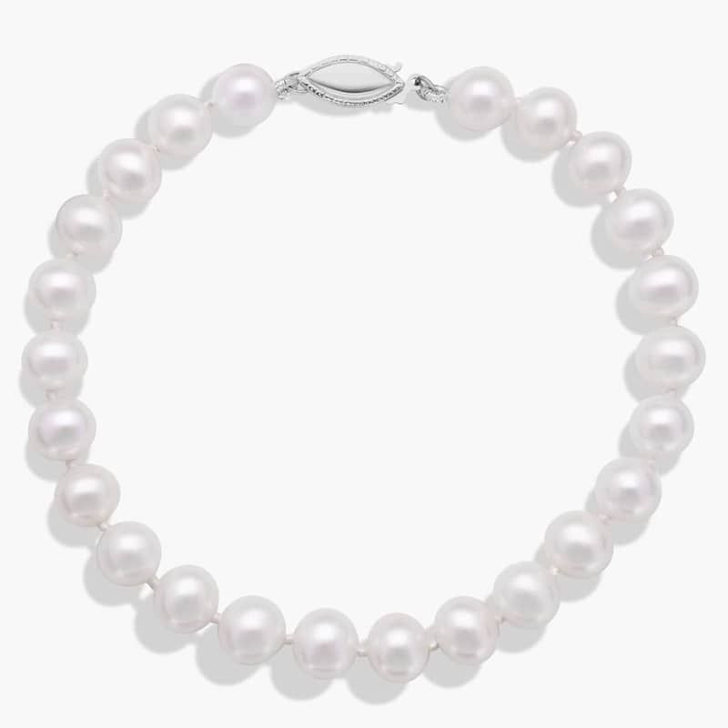 7.5" Freshwater Cultured Pearl Bracelet in 14k White Gold (7.0-7.5mm)
