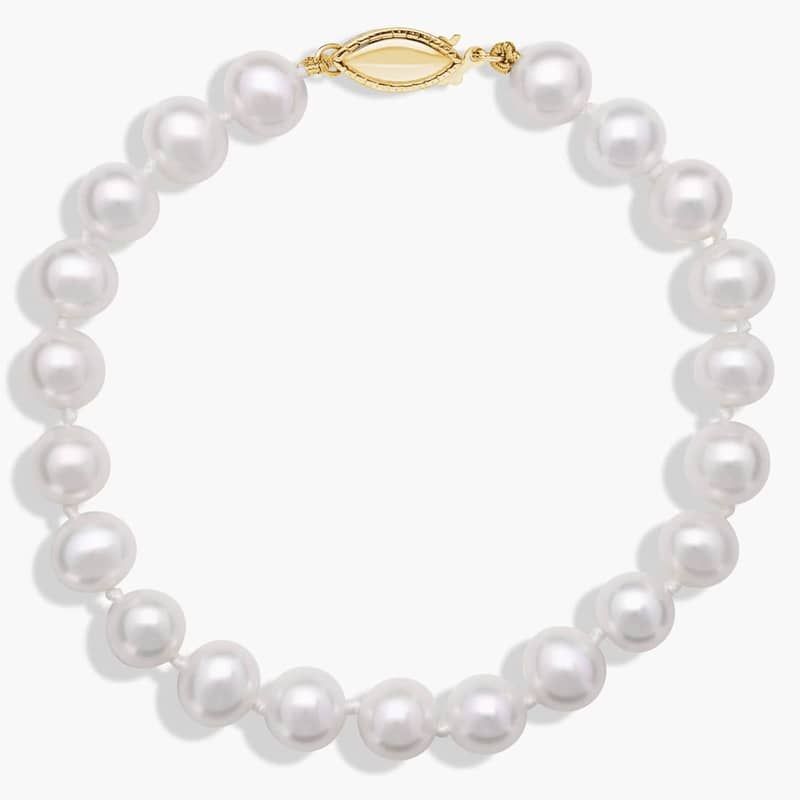 7" Freshwater Cultured Pearl Bracelet in 14k Yellow Gold (7.0-7.5mm)
