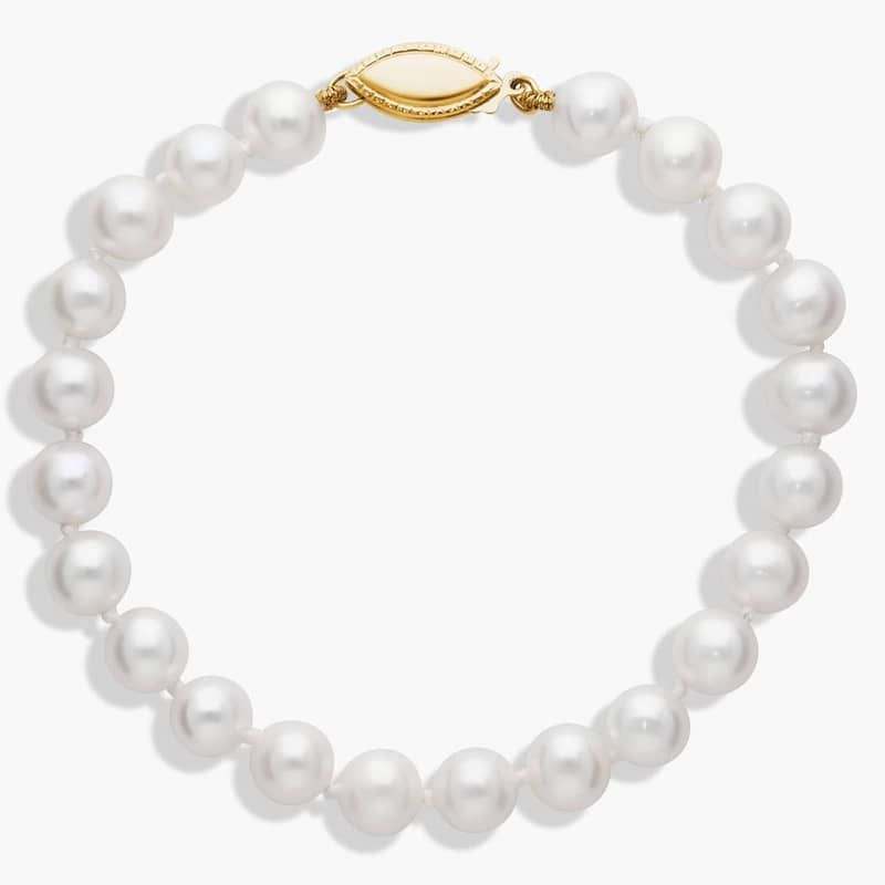 6.5" Freshwater Cultured Pearl Bracelet in 14k Yellow Gold (6-6.5mm)