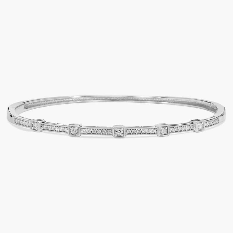 Diamond Accent Bangle Bracelet in 14K White Gold (1/2 Ct. Tw.)