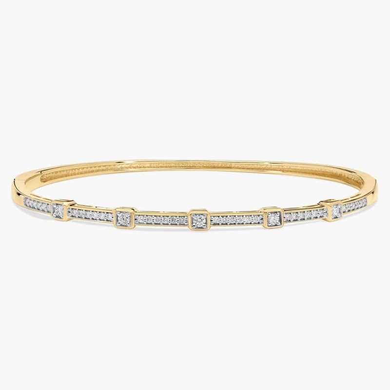 Diamond Accent Bangle Bracelet in 14K Yellow Gold (1/2 Ct. Tw.)