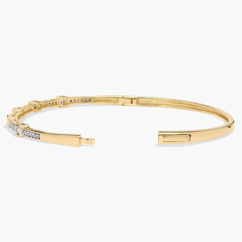 Diamond Accent Bangle Bracelet in 14K Yellow Gold (1/2 Ct. Tw.)