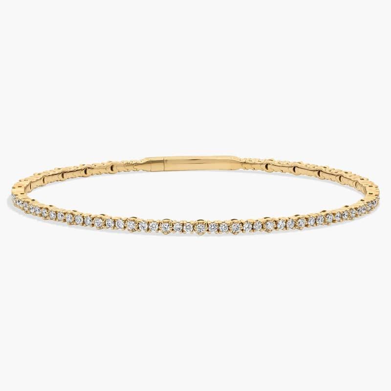 Alternating Diamond Flex Bangle Bracelet in 14K Yellow Gold (1 1/4 Ct. Tw.)