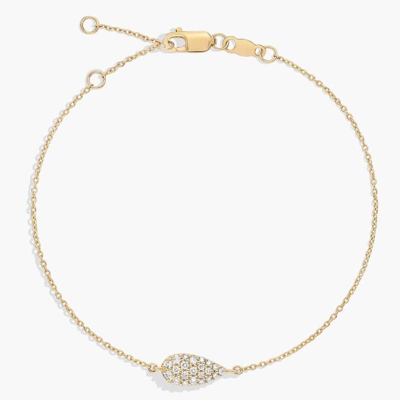 Pavé Diamond Pear Chain Bracelet in 14K Yellow Gold