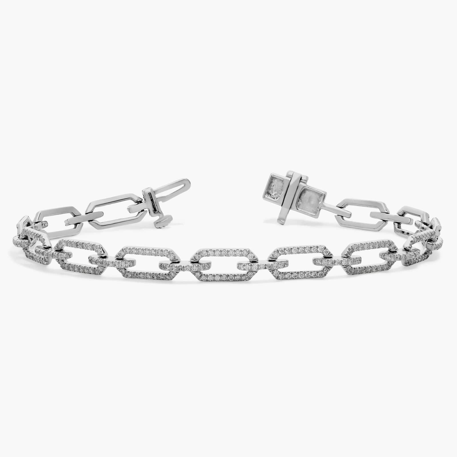 Pavé Diamond Paperclip Link Bracelet in 14K White Gold (1 1/2 Ct. Tw.)