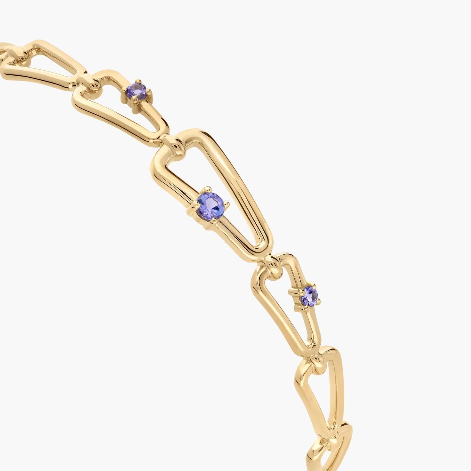 Geometric Tanzanite Bangle Bracelet in 14K Yellow Gold