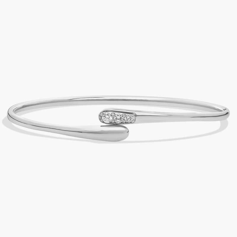 Crossover Diamond Drop Bangle in 14K White Gold (1/4 Ct. Tw.)
