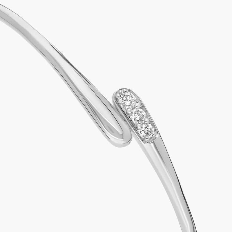 Crossover Diamond Drop Bangle in 14K White Gold (1/4 Ct. Tw.)