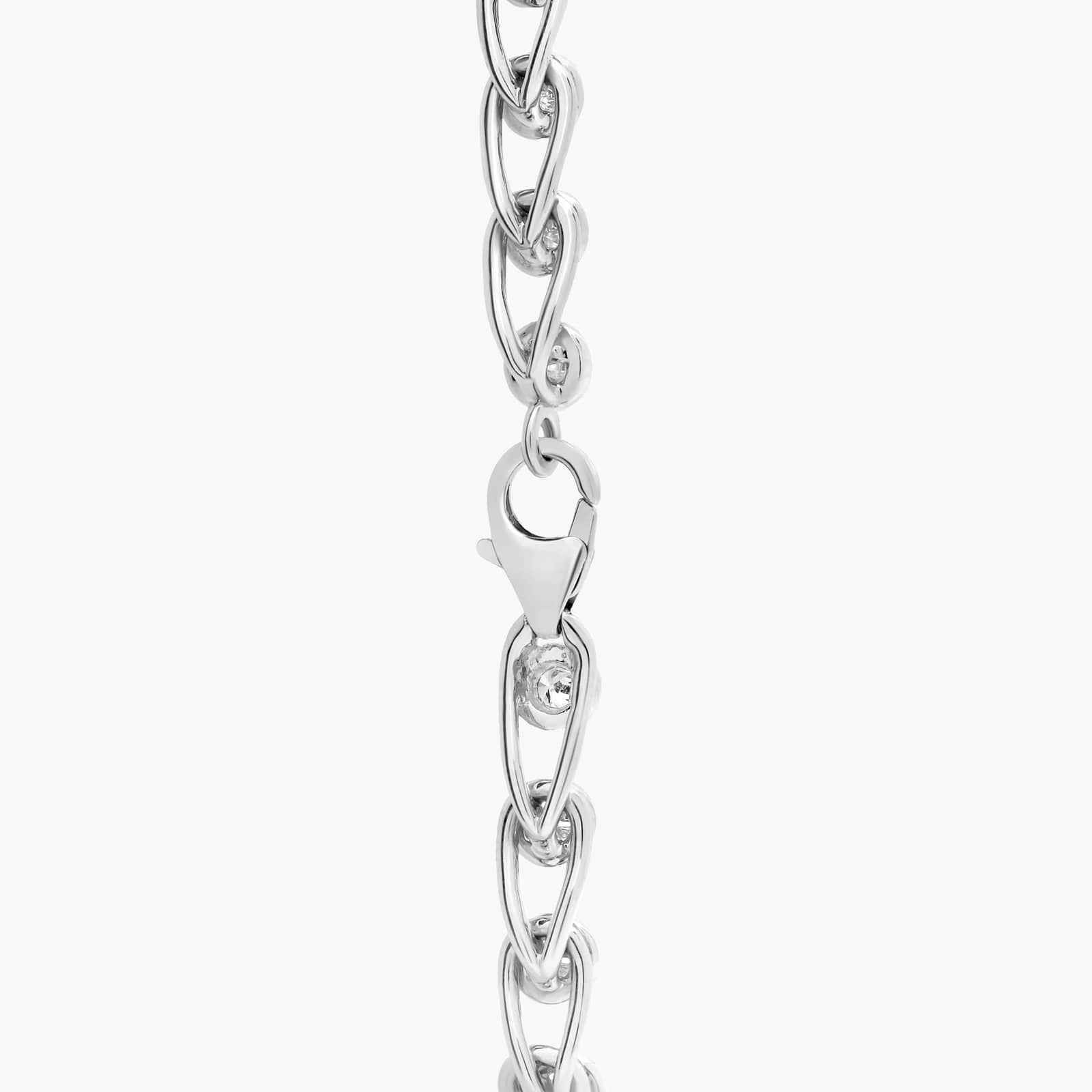 Diamond Safety Pin Chain Bracelet in 14K White Gold (2 Ct. Tw.)