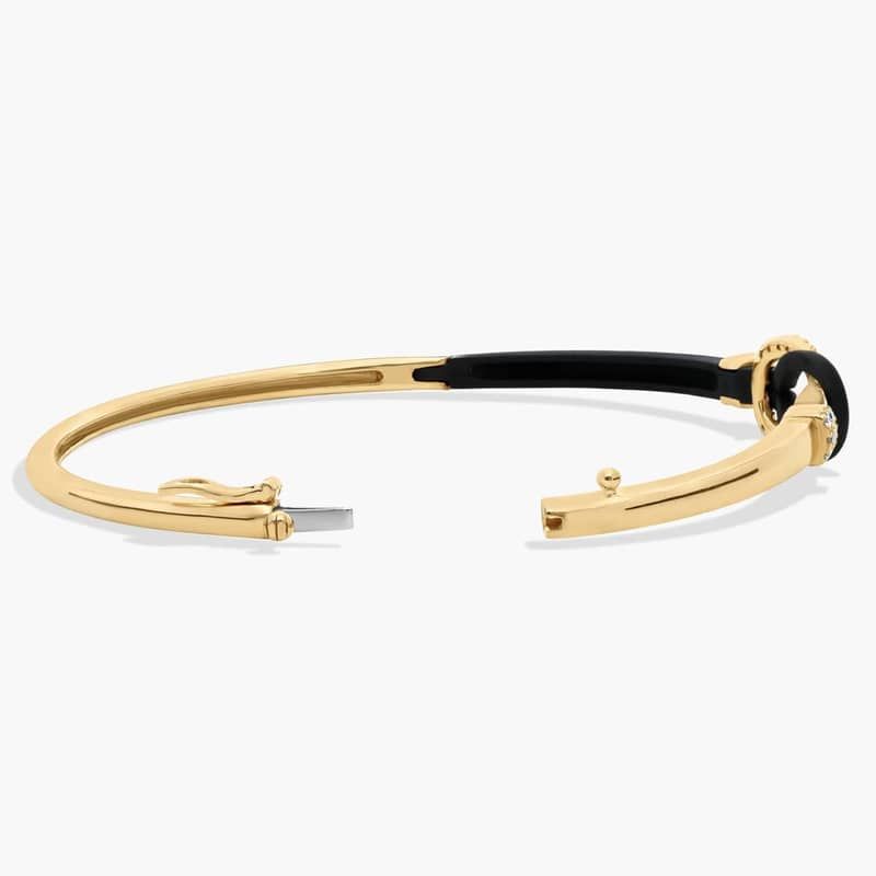 Lab Grown Diamond Love Knot Fashion Bangle Bracelet in 14K Yellow and Black Gold