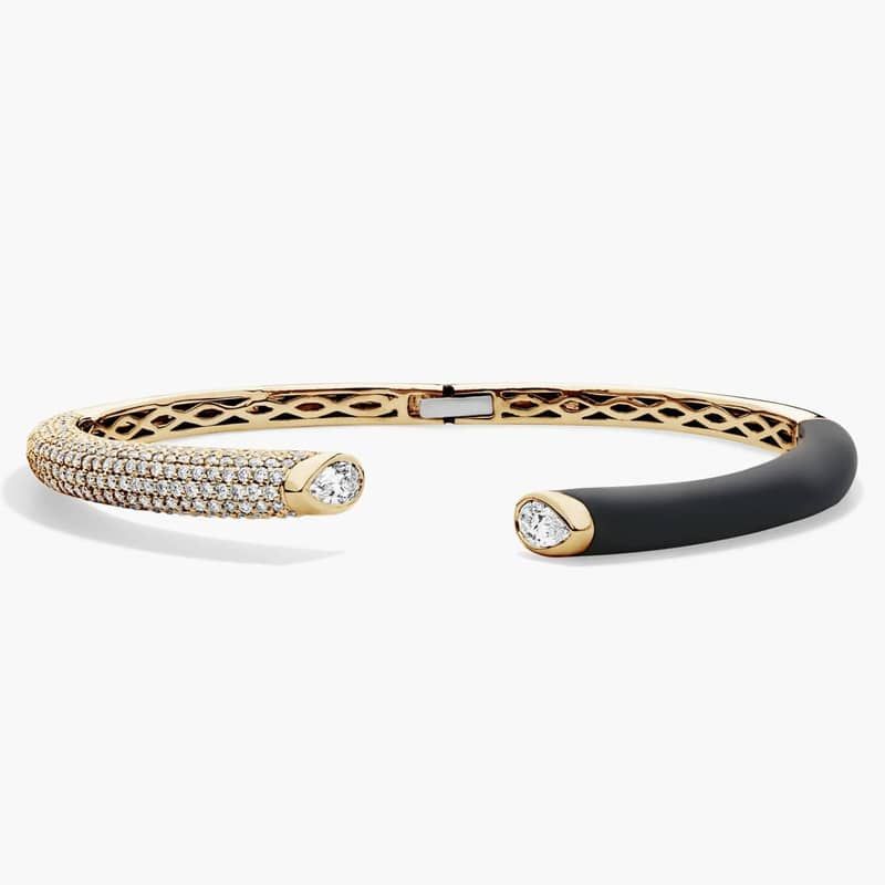 Pavé Lab Grown Diamond Fashion Bangle in 14K Yellow and Black Gold