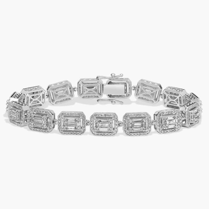 Diamond Composite Statement Bracelet In 14K White Gold (4 Ct. Tw.)