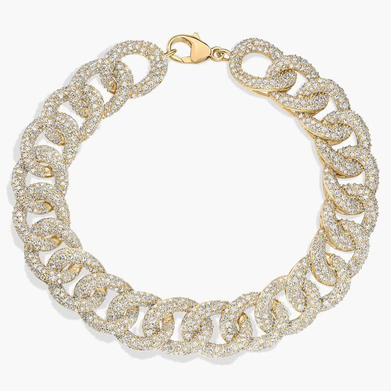 Pavé Diamond Cuban Link Bracelet in 14K Yellow Gold (5 1/2 Ct. Tw.)