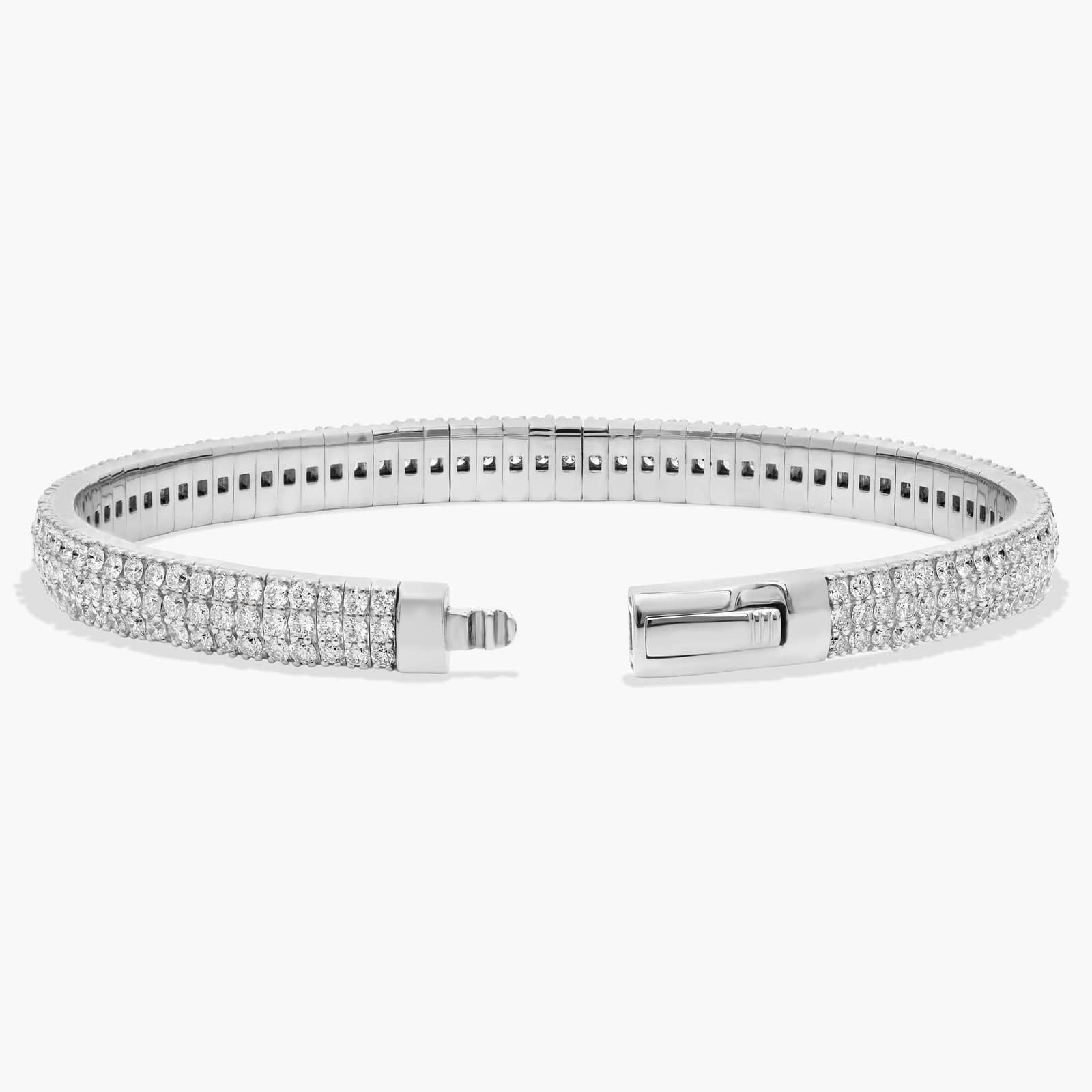 3 Row Diamond Bangle Bracelet in 14K White Gold (6 Ct. Tw.)