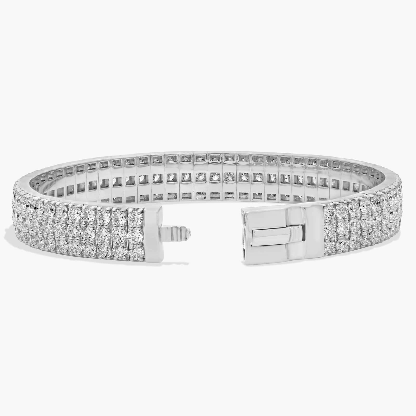 3 Row Diamond Bangle Bracelet in 14K White Gold (14 Ct. Tw.)