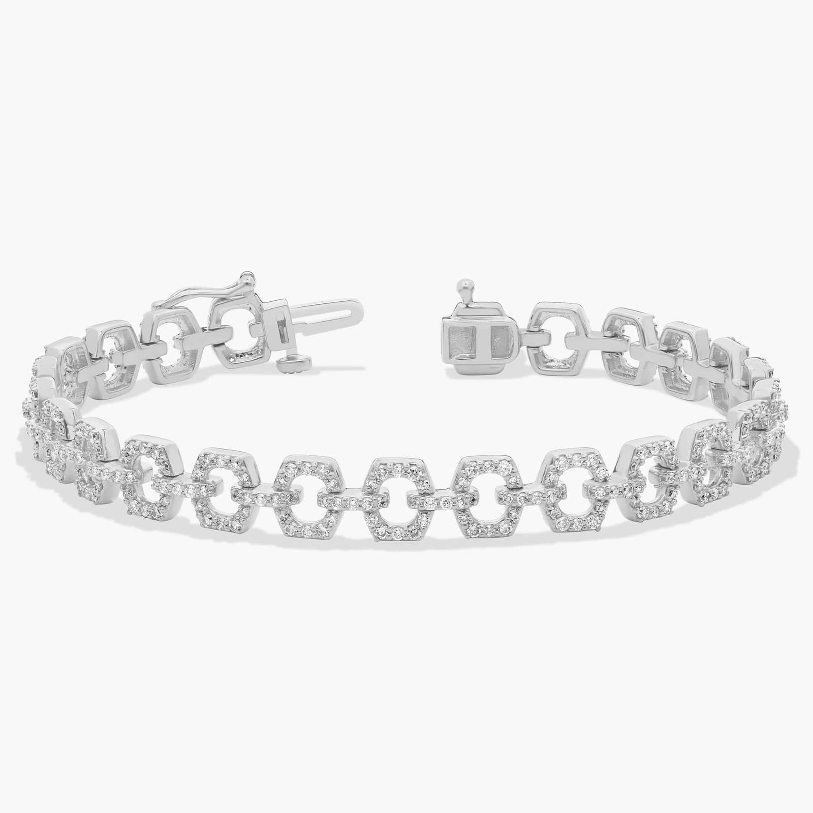 Interlocking Geometric Diamond Bracelet in 14k White Gold (2 Ct. Tw.)