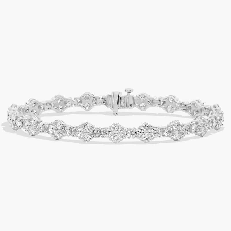 Diamond Cluster Fashion Tennis Bracelet and in 14K White Gold (10 3/4 Ct. Tw.)