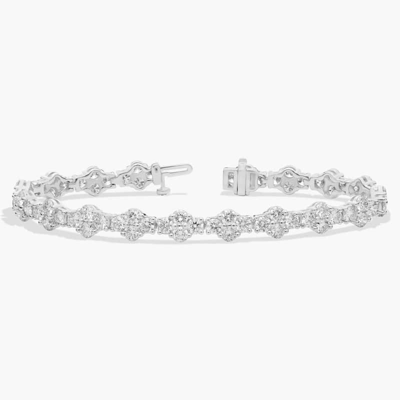 Diamond Cluster Fashion Tennis Bracelet and in 14K White Gold (10 3/4 Ct. Tw.)