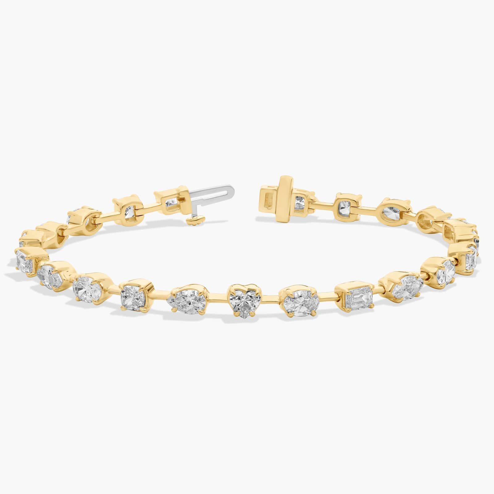 Fancy Shape Diamond Station Bracelet in 14k Yellow Gold (7 Ct. Tw.)